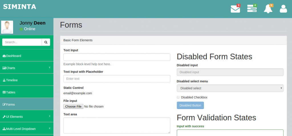 template bootstrap siminta